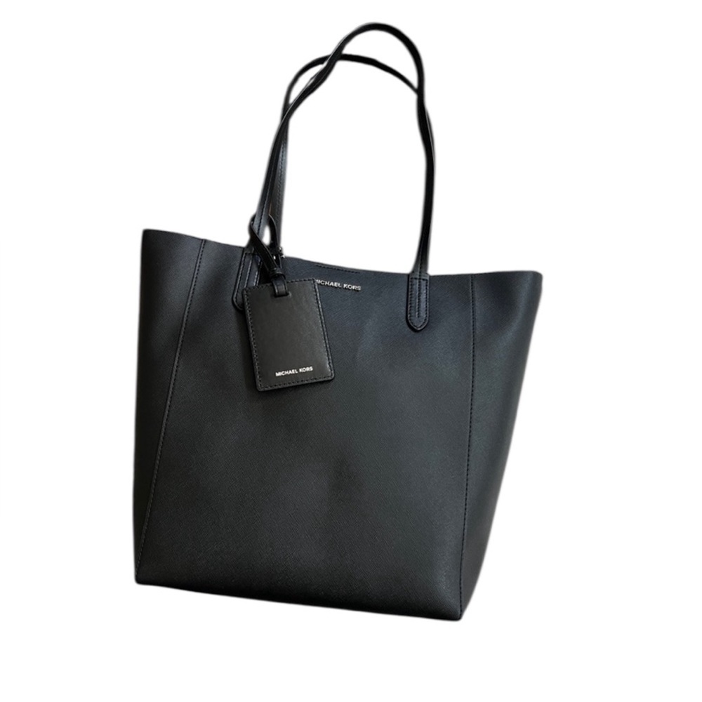Michael Kors Women’s Black Leather Penny Converter Tote Bag 2 bags in one! NWT - Picture 1 of 9